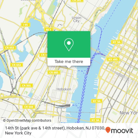 14th St (park ave & 14th street), Hoboken, NJ 07030 map