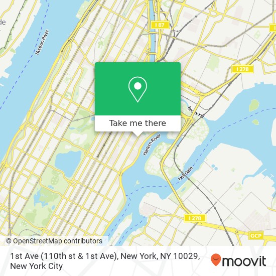 Mapa de 1st Ave (110th st & 1st Ave), New York, NY 10029