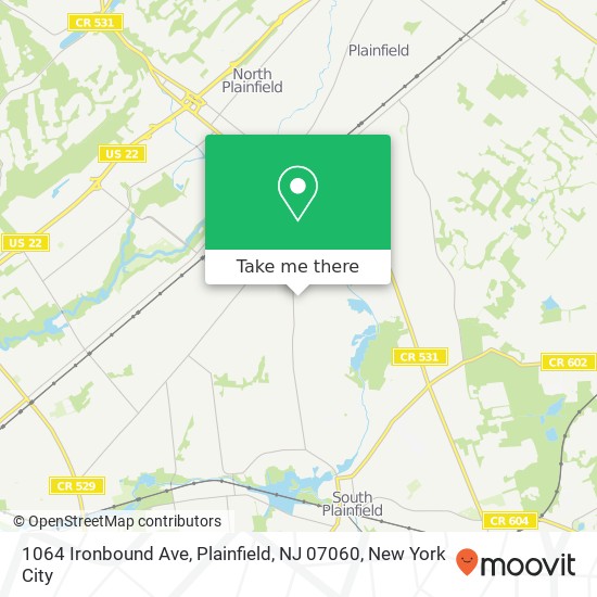 Mapa de 1064 Ironbound Ave, Plainfield, NJ 07060