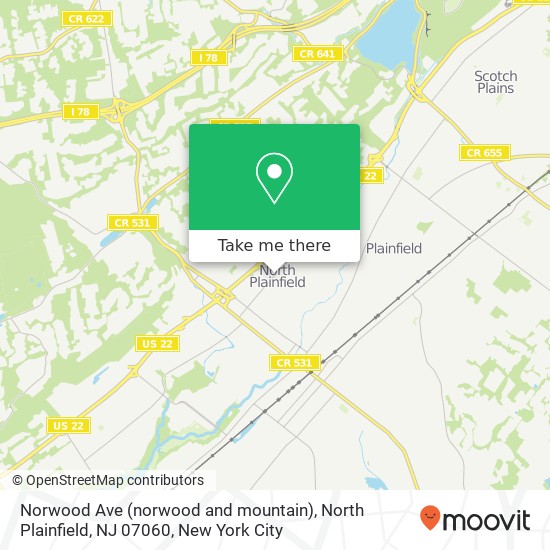 Mapa de Norwood Ave (norwood and mountain), North Plainfield, NJ 07060