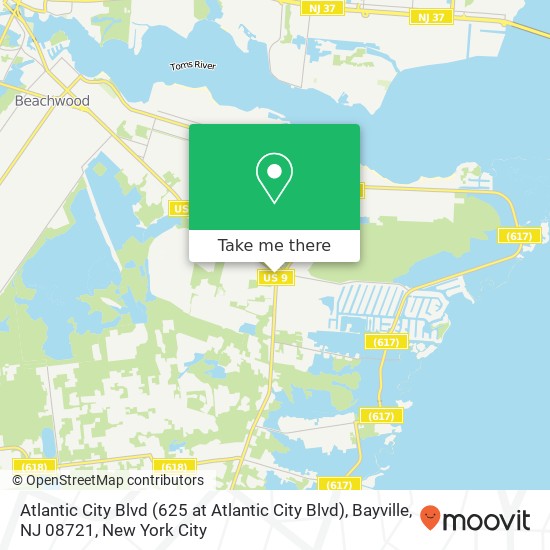 Mapa de Atlantic City Blvd (625 at Atlantic City Blvd), Bayville, NJ 08721