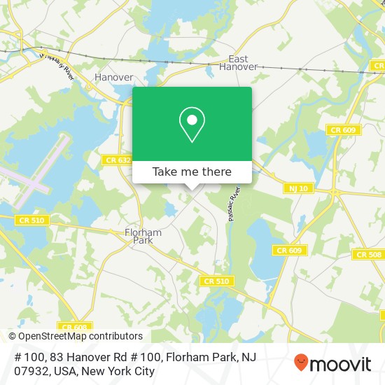 Mapa de # 100, 83 Hanover Rd # 100, Florham Park, NJ 07932, USA