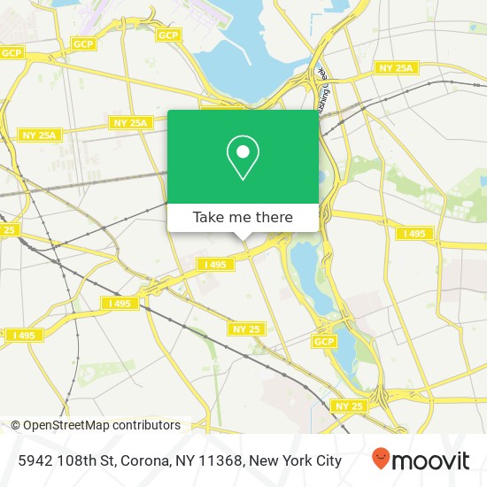 Mapa de 5942 108th St, Corona, NY 11368