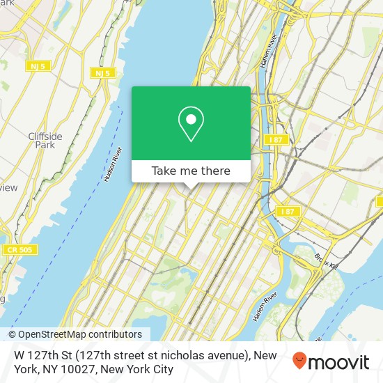W 127th St (127th street st nicholas avenue), New York, NY 10027 map