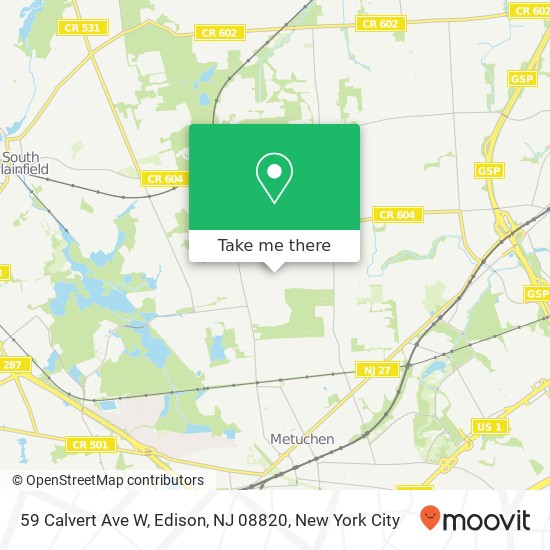 Mapa de 59 Calvert Ave W, Edison, NJ 08820