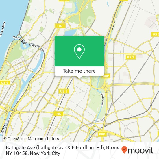 Mapa de Bathgate Ave (bathgate ave & E Fordham Rd), Bronx, NY 10458
