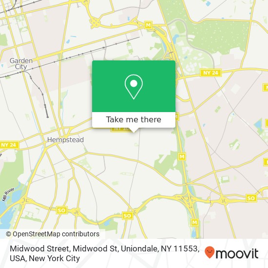 Midwood Street, Midwood St, Uniondale, NY 11553, USA map