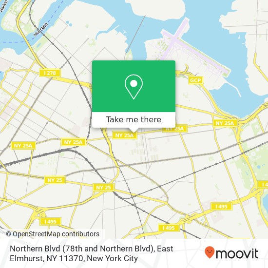Mapa de Northern Blvd (78th and Northern Blvd), East Elmhurst, NY 11370