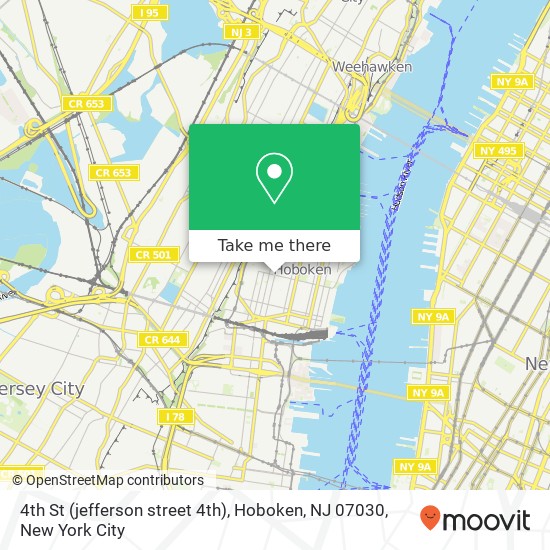 Mapa de 4th St (jefferson street 4th), Hoboken, NJ 07030