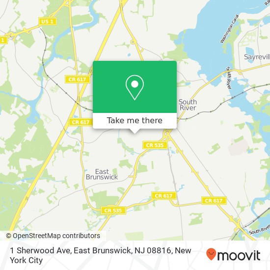 Mapa de 1 Sherwood Ave, East Brunswick, NJ 08816