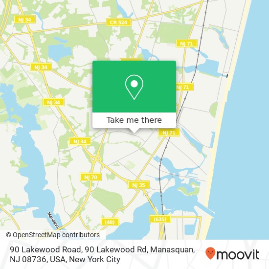 Mapa de 90 Lakewood Road, 90 Lakewood Rd, Manasquan, NJ 08736, USA