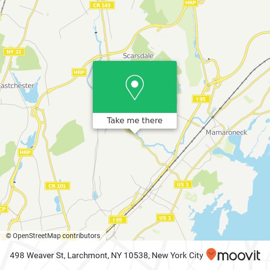 Mapa de 498 Weaver St, Larchmont, NY 10538