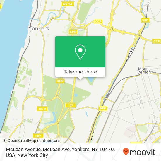 McLean Avenue, McLean Ave, Yonkers, NY 10470, USA map