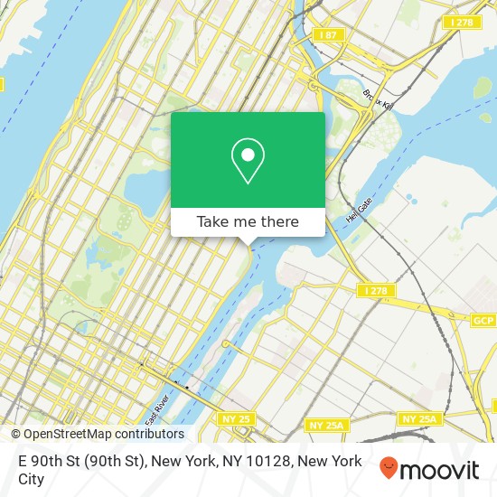 Mapa de E 90th St (90th St), New York, NY 10128