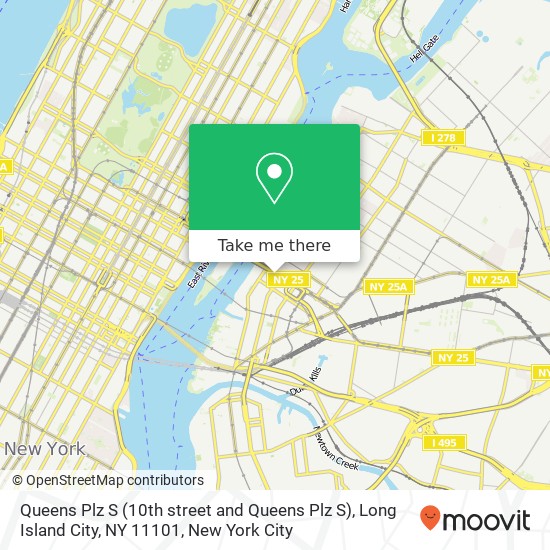 Mapa de Queens Plz S (10th street and Queens Plz S), Long Island City, NY 11101