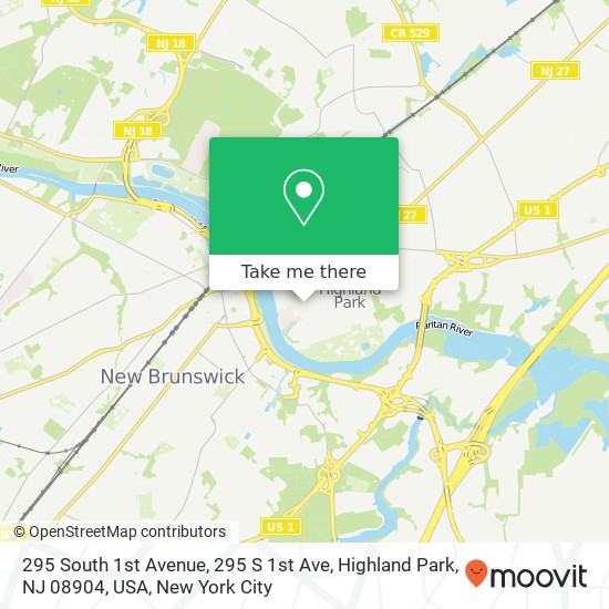 295 South 1st Avenue, 295 S 1st Ave, Highland Park, NJ 08904, USA map