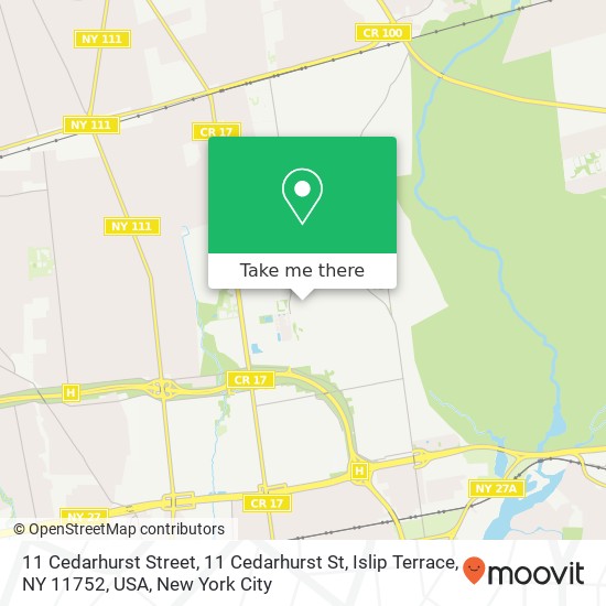 11 Cedarhurst Street, 11 Cedarhurst St, Islip Terrace, NY 11752, USA map