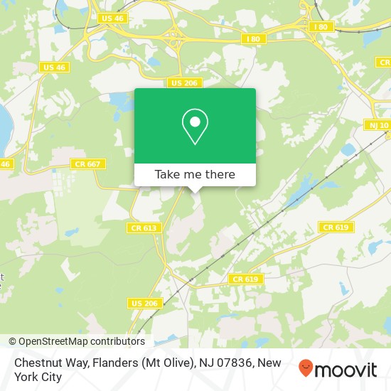 Mapa de Chestnut Way, Flanders (Mt Olive), NJ 07836