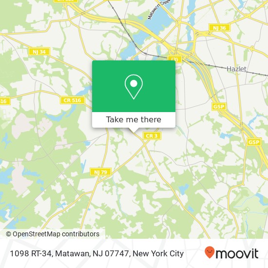 Mapa de 1098 RT-34, Matawan, NJ 07747
