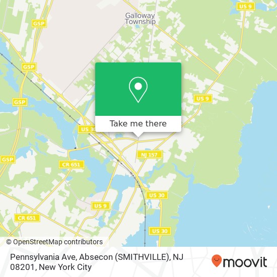 Pennsylvania Ave, Absecon (SMITHVILLE), NJ 08201 map