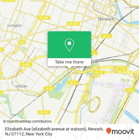 Elizabeth Ave (elizabeth avenue at watson), Newark, NJ 07112 map