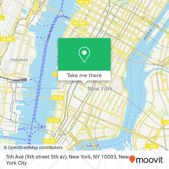 Mapa de 5th Ave (9th street 5th av), New York, NY 10003