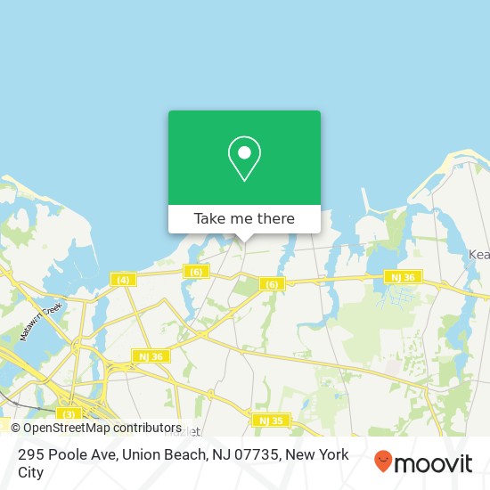 Mapa de 295 Poole Ave, Union Beach, NJ 07735
