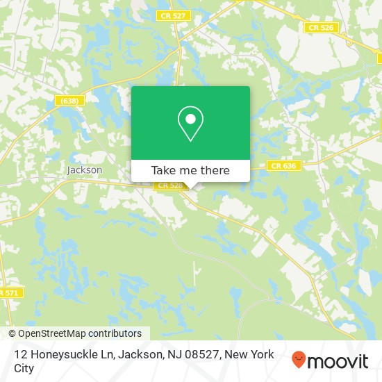 Mapa de 12 Honeysuckle Ln, Jackson, NJ 08527