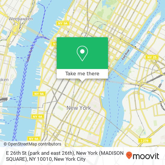 Mapa de E 26th St (park and east 26th), New York (MADISON SQUARE), NY 10010