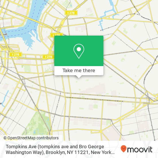 Mapa de Tompkins Ave (tompkins ave and Bro George Washington Way), Brooklyn, NY 11221