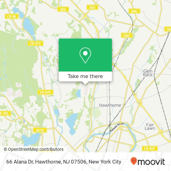 Mapa de 66 Alana Dr, Hawthorne, NJ 07506