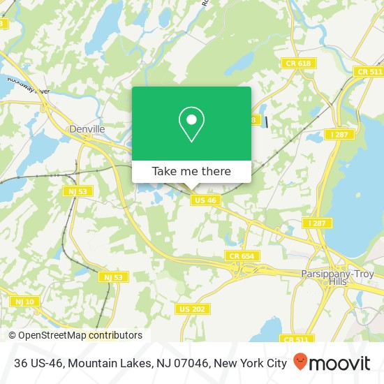 Mapa de 36 US-46, Mountain Lakes, NJ 07046