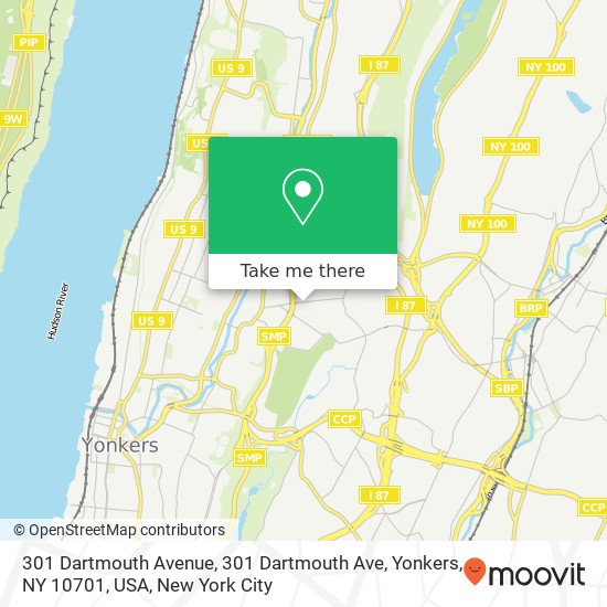 301 Dartmouth Avenue, 301 Dartmouth Ave, Yonkers, NY 10701, USA map