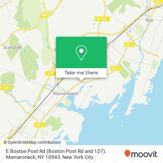 Mapa de E Boston Post Rd (Boston Post Rd and 127), Mamaroneck, NY 10543