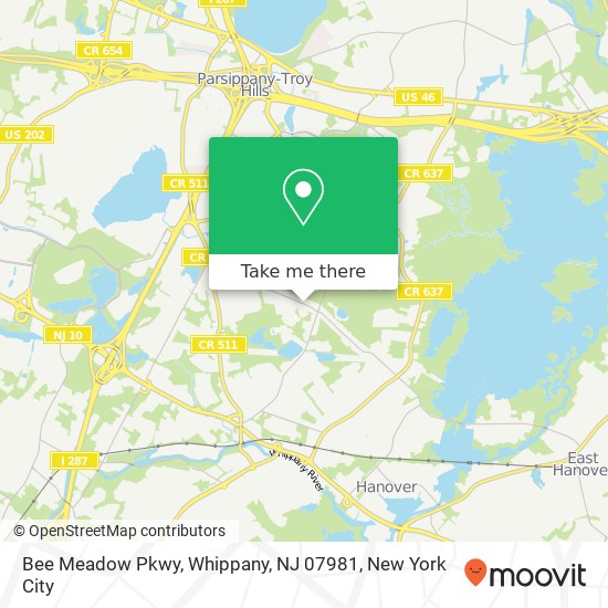 Mapa de Bee Meadow Pkwy, Whippany, NJ 07981