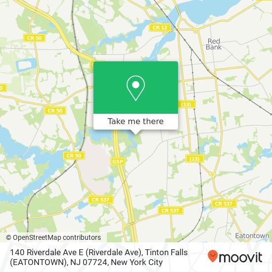 Mapa de 140 Riverdale Ave E (Riverdale Ave), Tinton Falls (EATONTOWN), NJ 07724