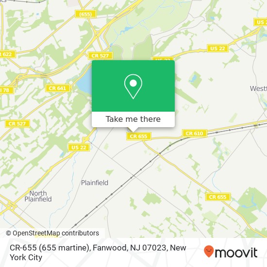 Mapa de CR-655 (655 martine), Fanwood, NJ 07023