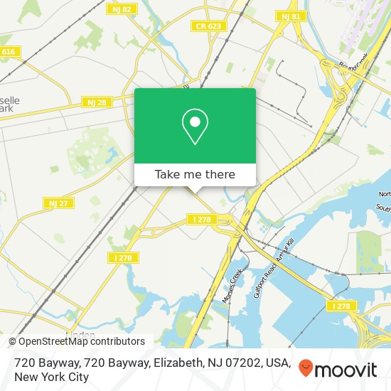 Mapa de 720 Bayway, 720 Bayway, Elizabeth, NJ 07202, USA