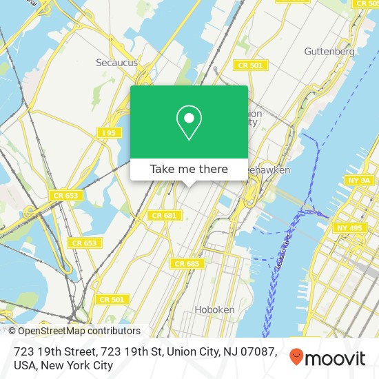 Mapa de 723 19th Street, 723 19th St, Union City, NJ 07087, USA