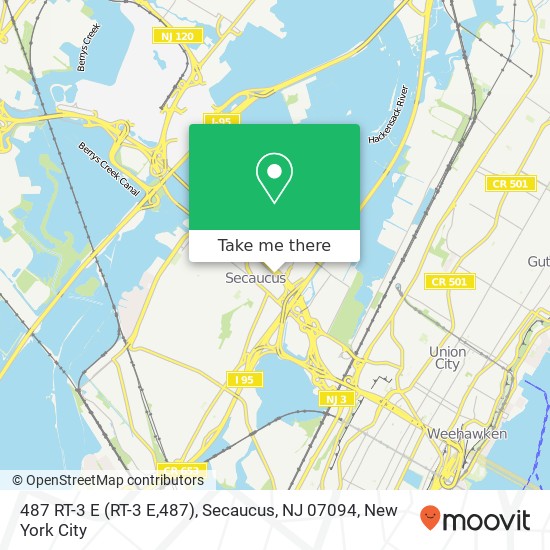 Mapa de 487 RT-3 E (RT-3 E,487), Secaucus, NJ 07094