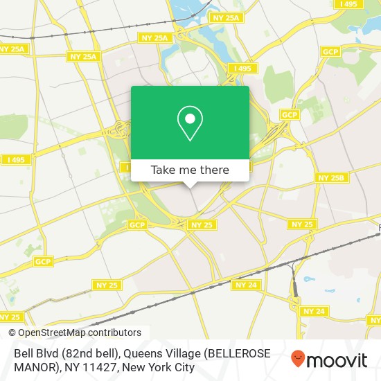 Mapa de Bell Blvd (82nd bell), Queens Village (BELLEROSE MANOR), NY 11427