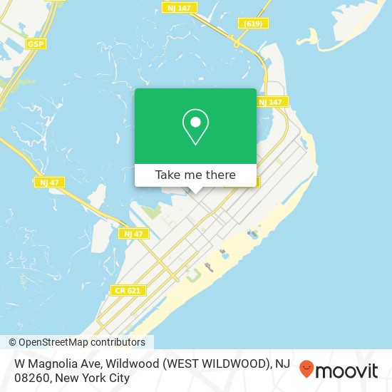 Mapa de W Magnolia Ave, Wildwood (WEST WILDWOOD), NJ 08260