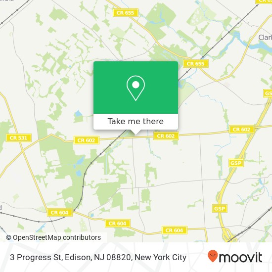 Mapa de 3 Progress St, Edison, NJ 08820