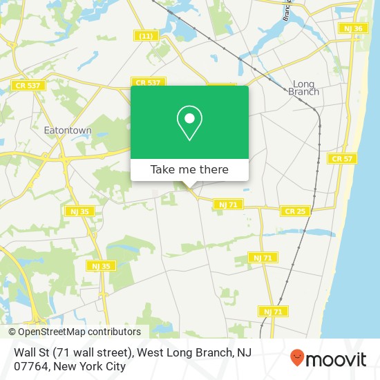 Mapa de Wall St (71 wall street), West Long Branch, NJ 07764