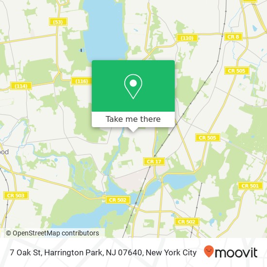 Mapa de 7 Oak St, Harrington Park, NJ 07640
