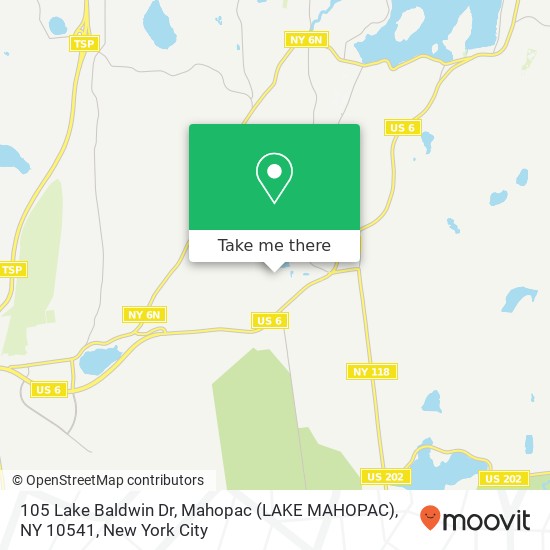 Mapa de 105 Lake Baldwin Dr, Mahopac (LAKE MAHOPAC), NY 10541