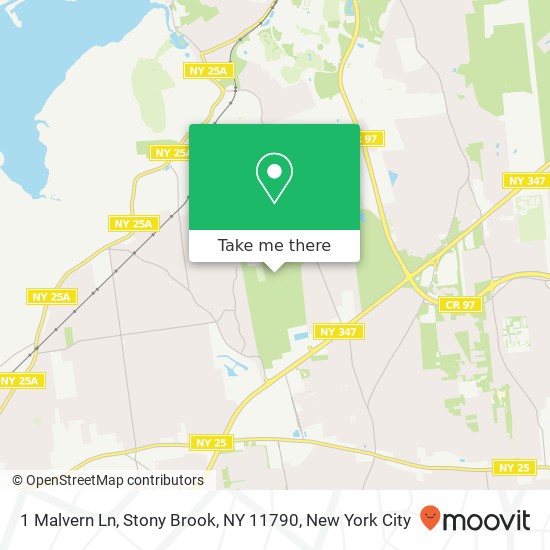Mapa de 1 Malvern Ln, Stony Brook, NY 11790