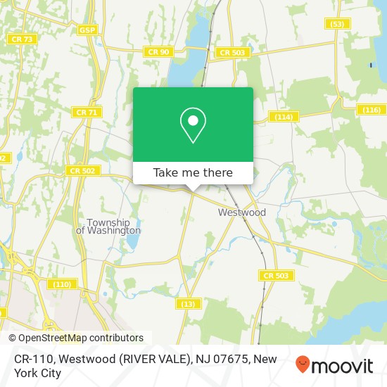 Mapa de CR-110, Westwood (RIVER VALE), NJ 07675