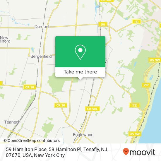 Mapa de 59 Hamilton Place, 59 Hamilton Pl, Tenafly, NJ 07670, USA