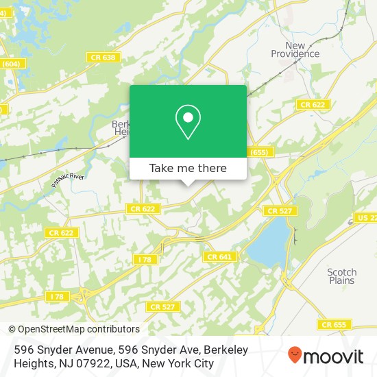 596 Snyder Avenue, 596 Snyder Ave, Berkeley Heights, NJ 07922, USA map